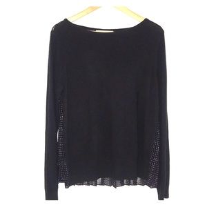 LOFT Mixed Media Navy Blue Sweater